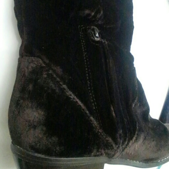 Velvet Dark Brown to Gold Equestrian Boots - Picture 7 of 7